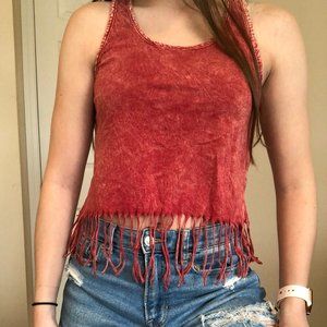 Fringe Red Tank Top